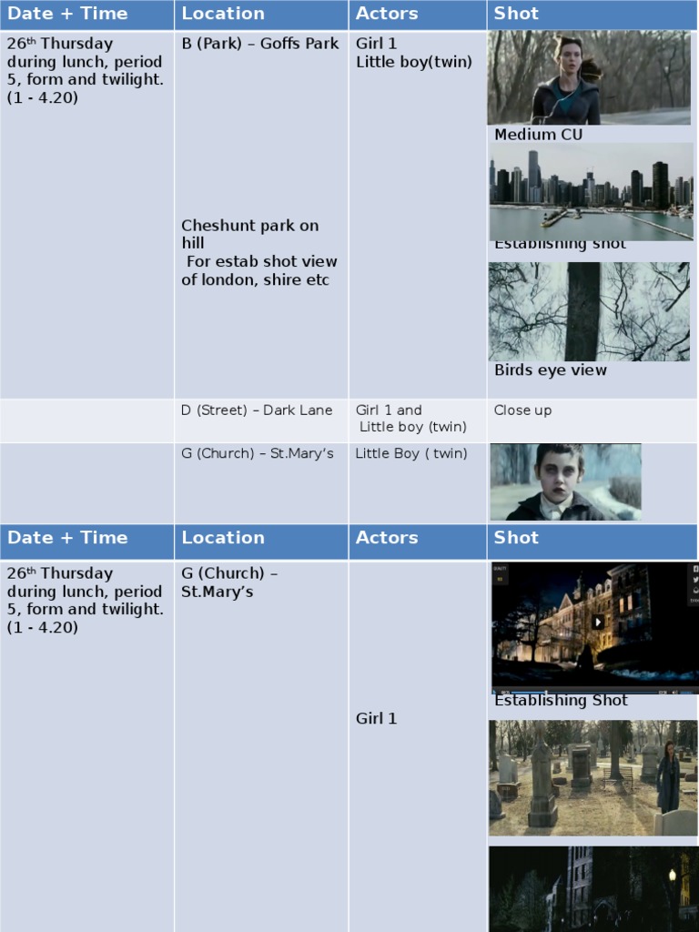Film Shoot Schedule and Details | PDF