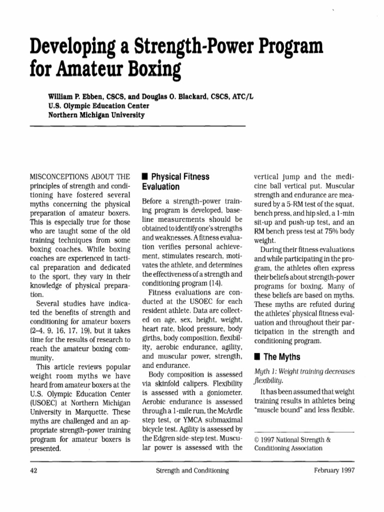 BOXING Strength Training For Amateur Boxing | PDF