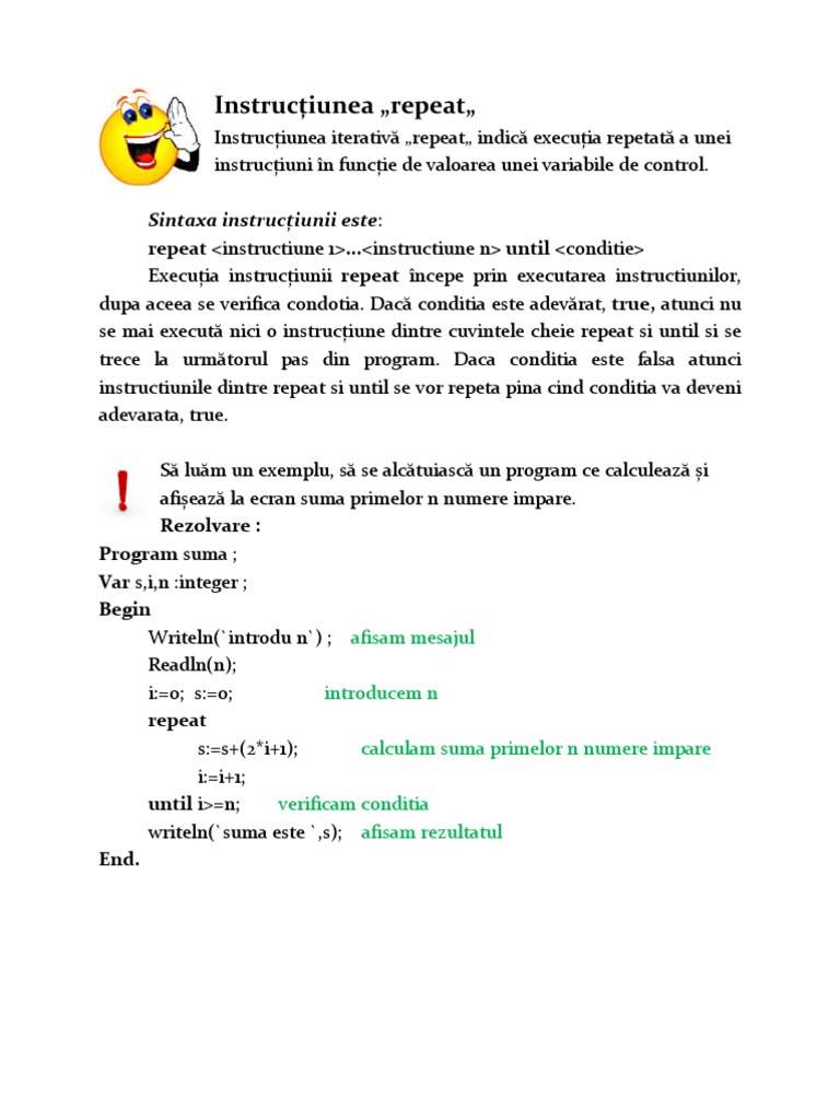 Instrucțiunea Repeat | PDF
