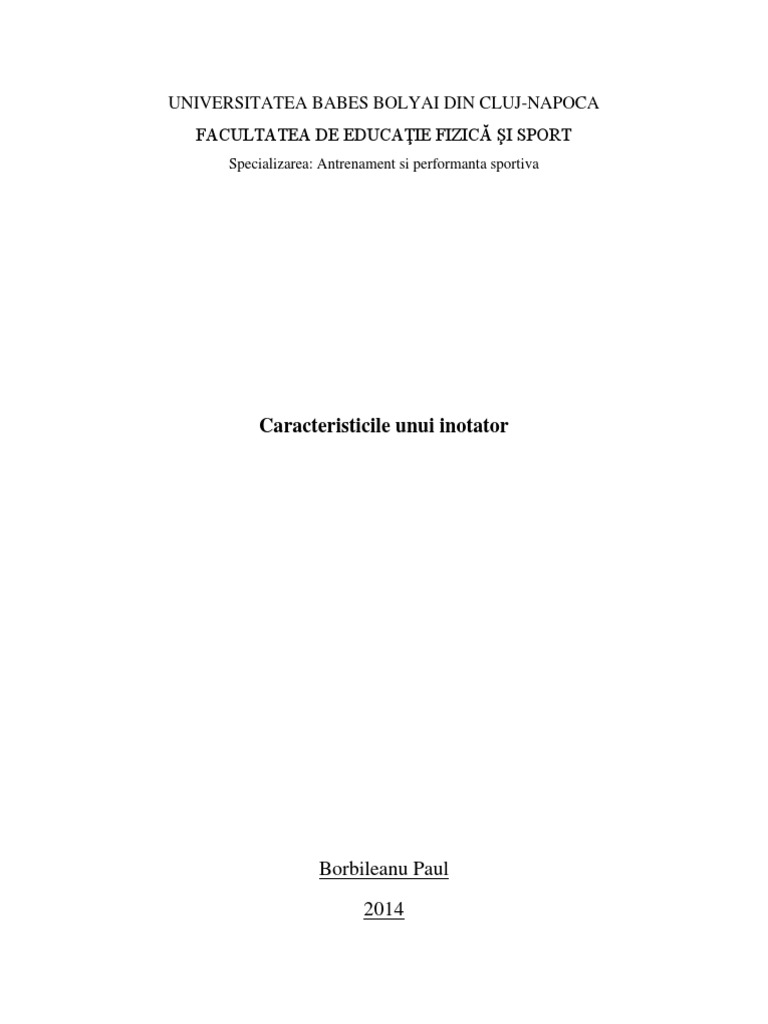 Caracteristicile Unui Inotator | PDF