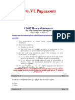 CS402 Theory of Automata: Mid Term Examination - Spring 2006