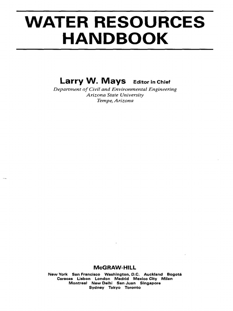 Hydraulic Design HandbookLarryW Mays PDF Sewage Treatment Wetland