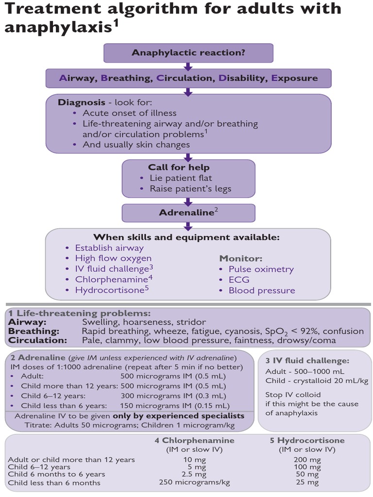 Anaphylaxis Treatment Algorithm for Adults | PDF | Self-Improvement