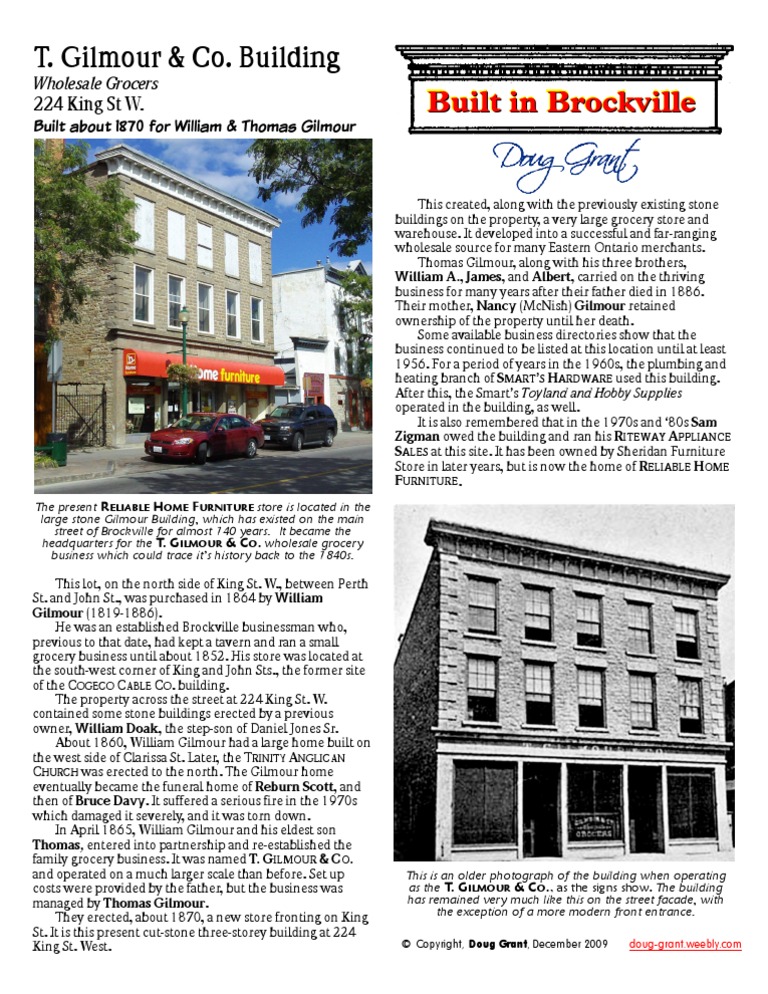 Built in Brockville (Ontario, Canada) Gilmour's Wholesale Grocery