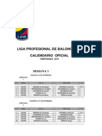 Calendario Oficial Liga Profesional de Baloncesto 2015