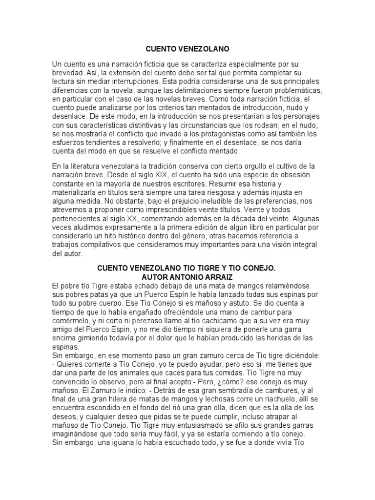 Cuento Venezolano | PDF | Cuentos | Novelas
