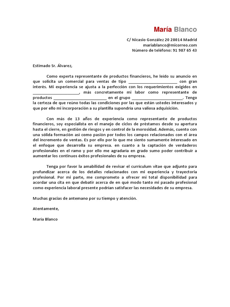 Carta de Presentacion Comercial PDF | PDF