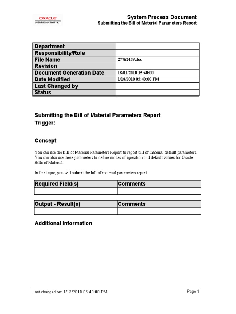BOM Parameters Report Submission Guide | PDF | Parameter (Computer ...