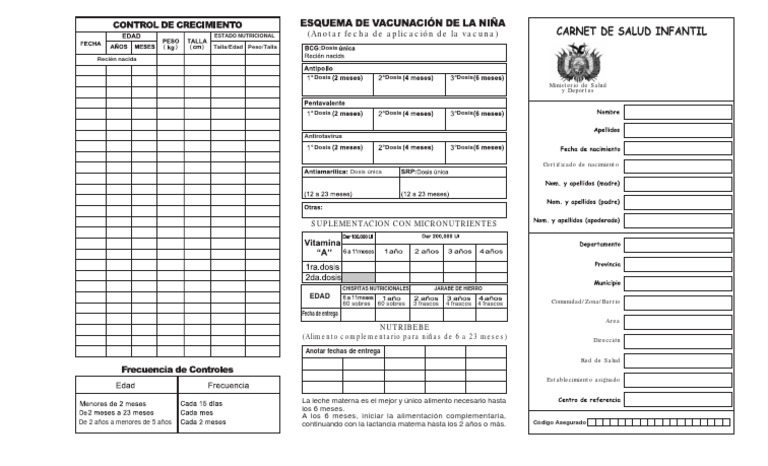 Carnet De Salud Infantil Ninas Pdf