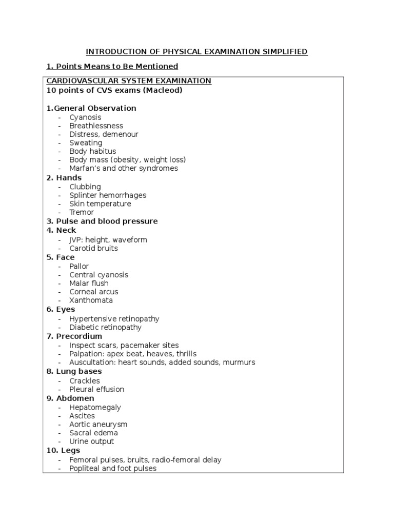 Key Points in Physical Examination | PDF | Abdomen | Liver