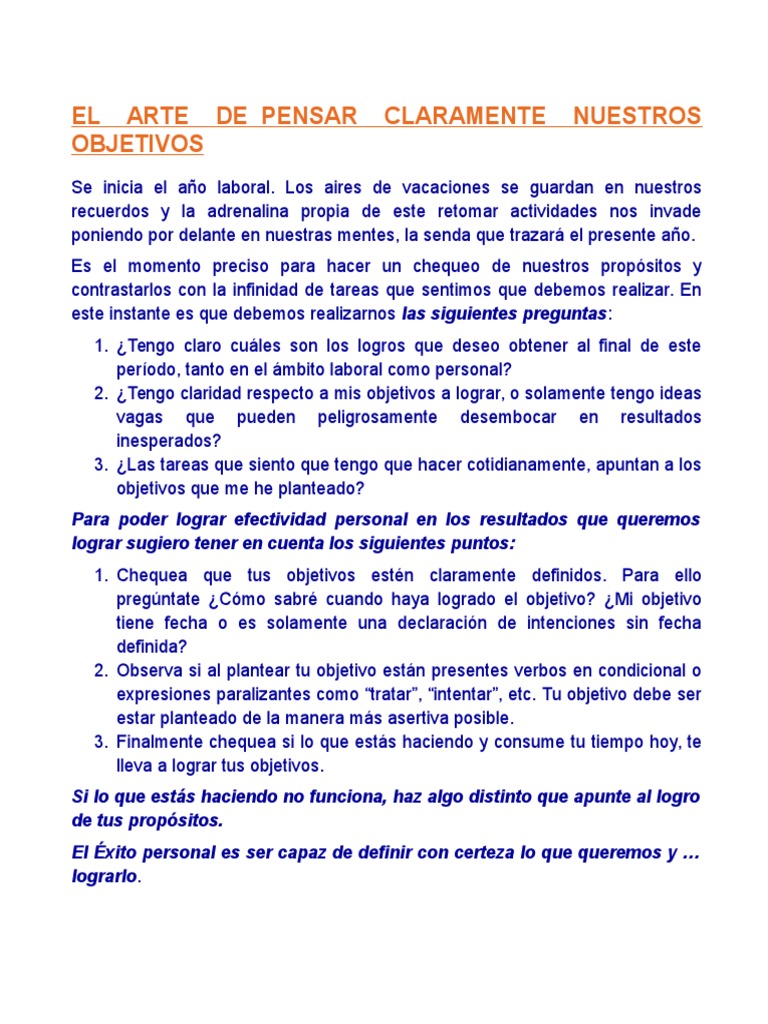 El Arte de Pensar Claramente Nuestros