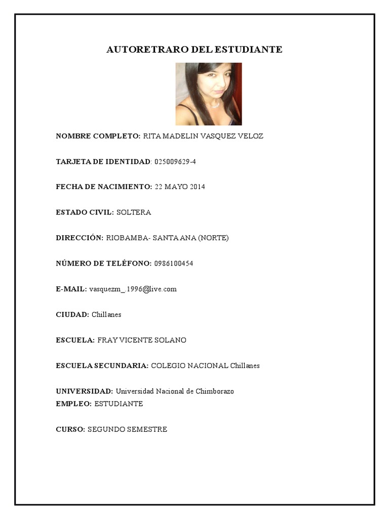 Autorretrato Del Estudiante | PDF