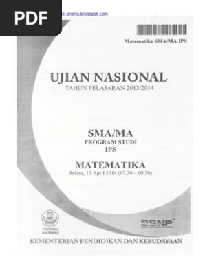 Naskah Soal Un Matematika Sma Ips 2014 Paket 1 Pdf