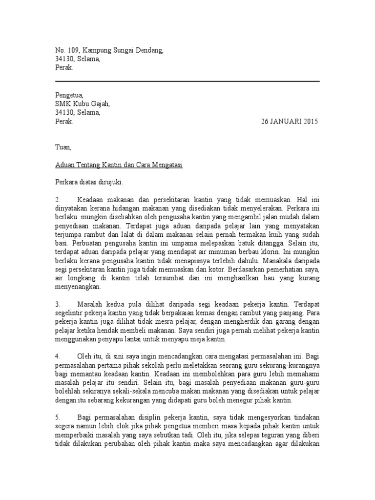 Surat Kiriman Rasmi Tentang Kafe Di Kolej Mengalami Keracuan Makanan