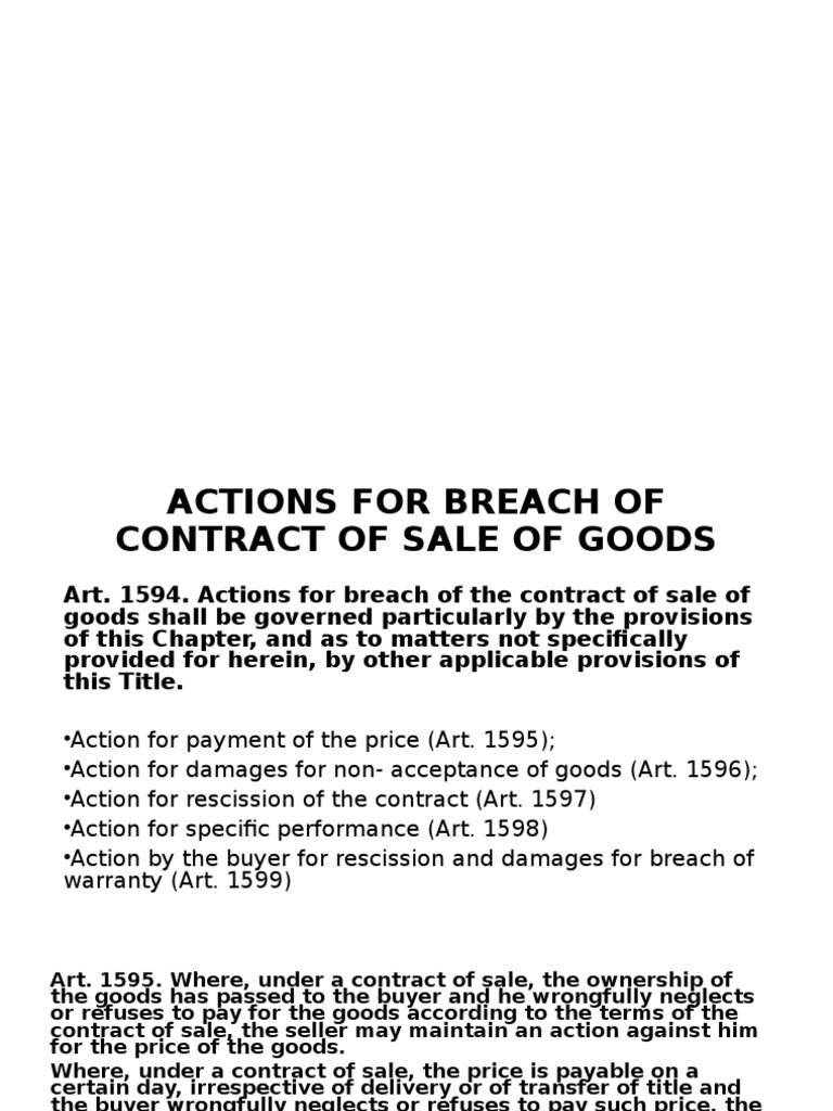 Action of Breach and Extinguishment of Sale Mortgage Law Breach Of