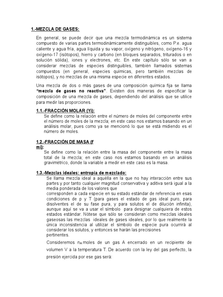 Mezclas de Gases y Psicrometría | PDF | Combustión | Gases