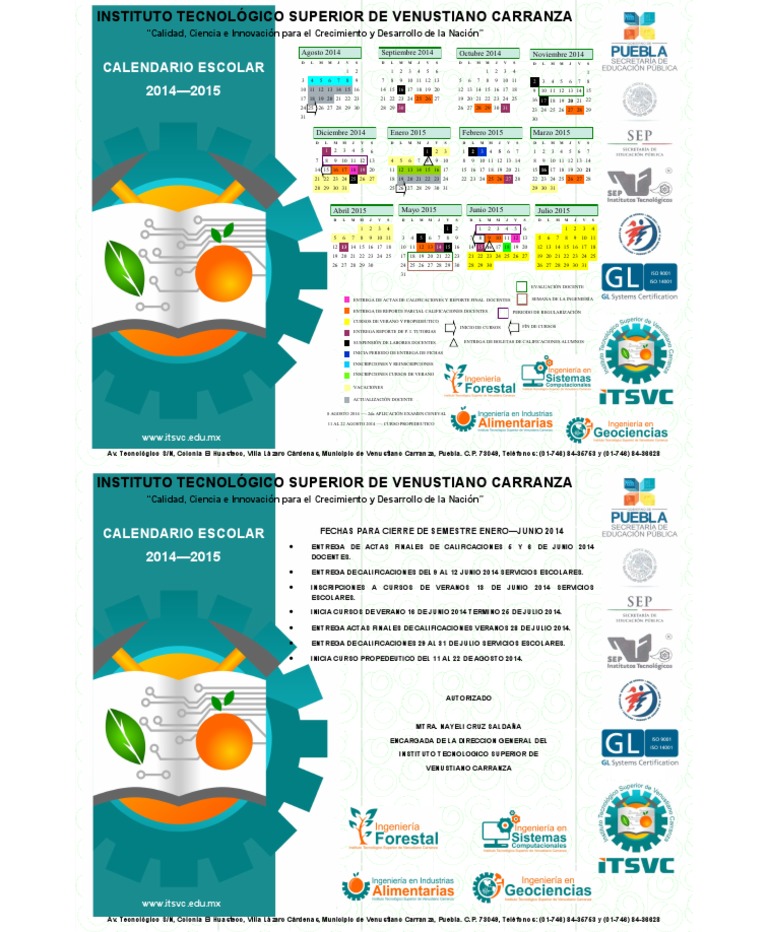 Calendario Escolar Itsvc | PDF