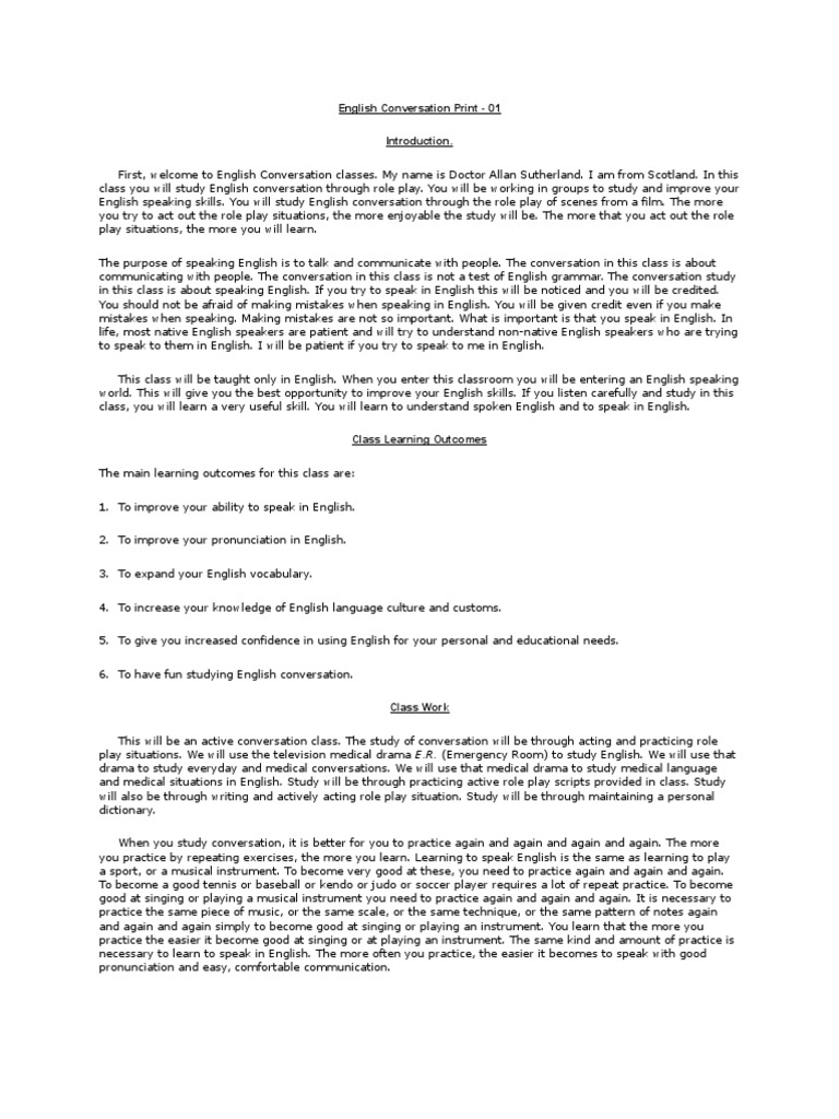 English Conversation Print | PDF | Conversation | English Language