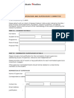 SGS S001 Nomination of Supervisor and Supervisory Form (Edited Aug 09)