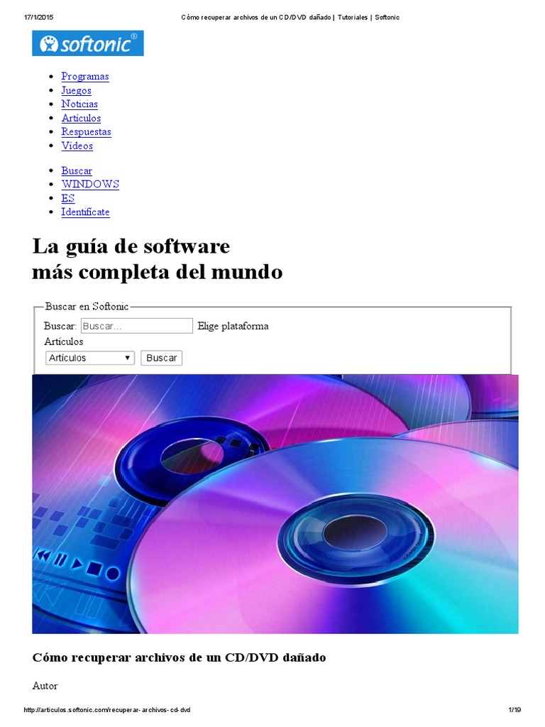 Cómo Recuperar Archivos de Un CD - DVD Dañado - Tutoriales - Softonic ...