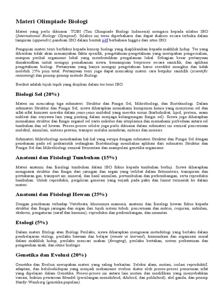 Materi Olimpiade Biologi