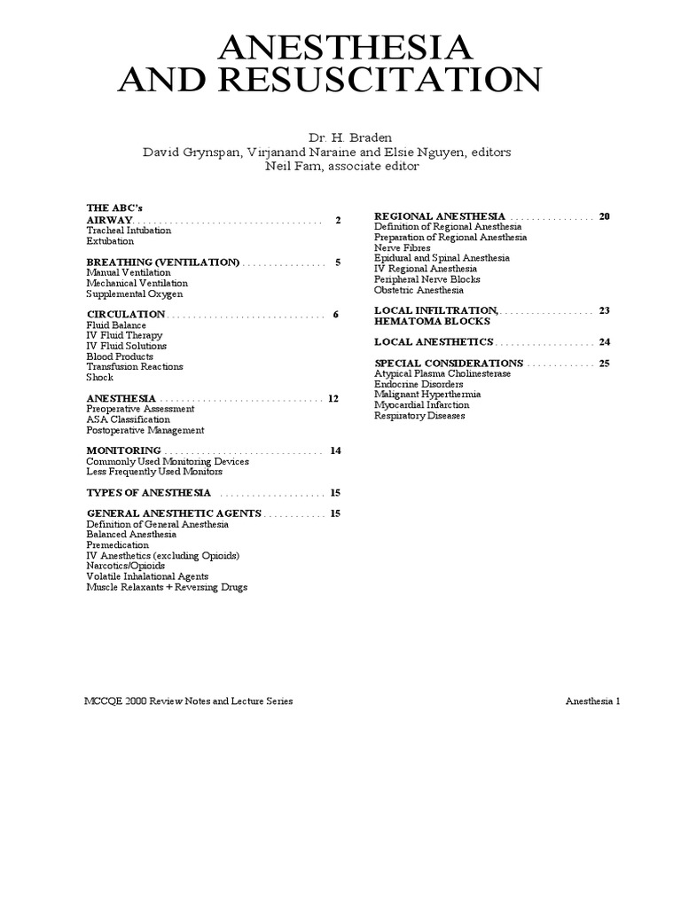 Anesthesia 1 | PDF