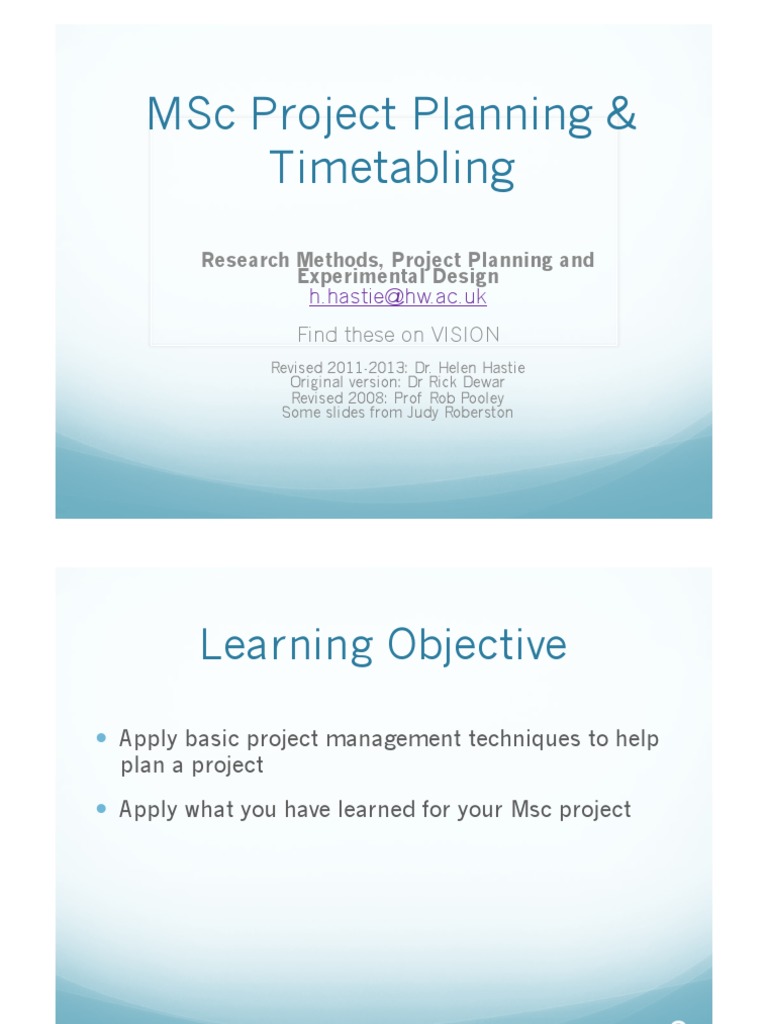 Project Planning Lecture Notes 1 PDF Risk Management Project