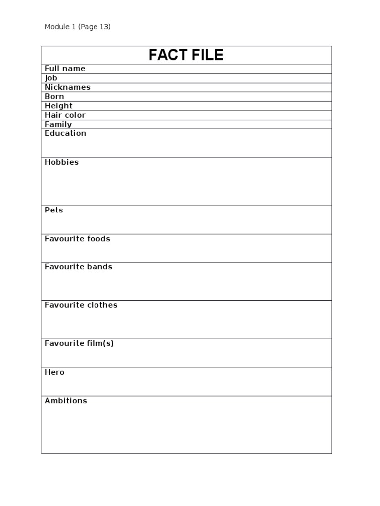 Student Fact File Interview Guide | PDF