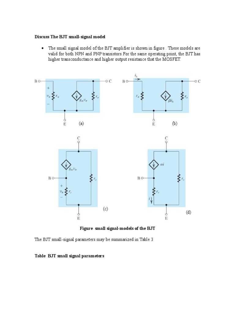 Small and High Frequency Model Signal BJT PDF Bipolar Junction