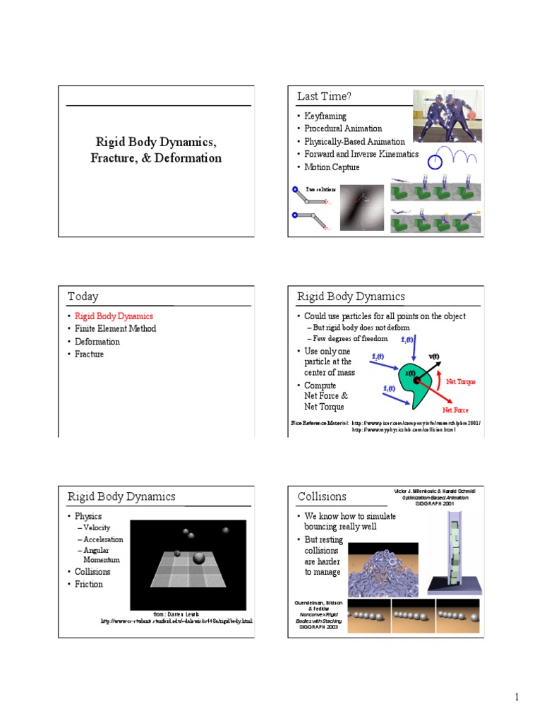 Rigid Body Dynamics, Fracture, & Deformation: Last Time? | PDF ...