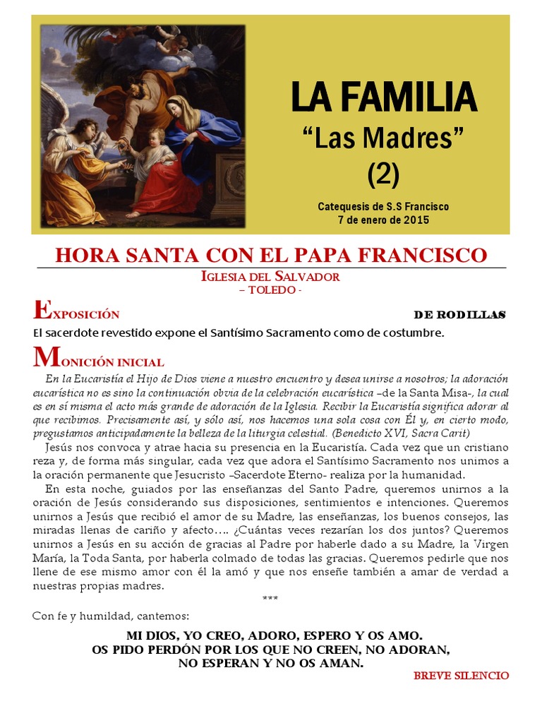 Hora Santa por las Madres de Familia | PDF | eucaristía | María, madre ...