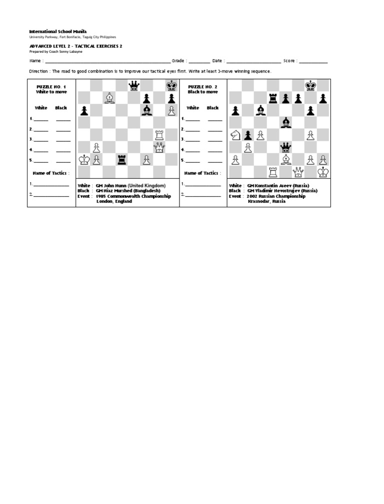 Tactical Exercises for Chess Improvement | PDF | Career & Growth