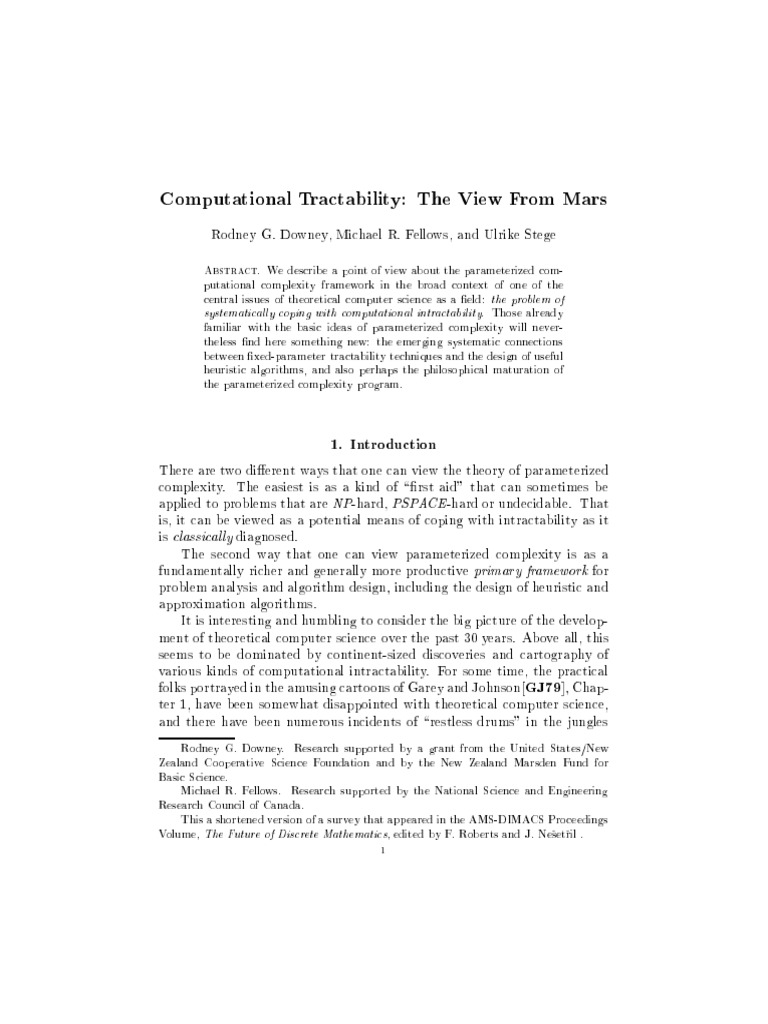 Computational Tractability: The View From Mars: The Problem of ...