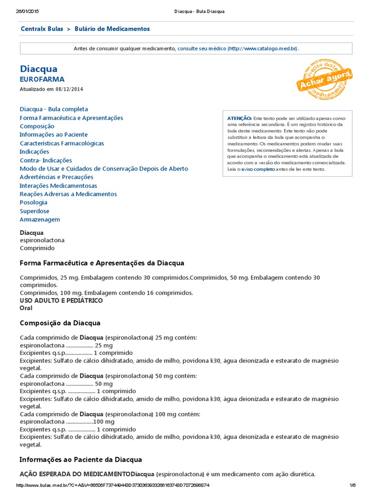 Diacqua - Bula Diacqua | PDF | Hipertensão | Gravidez