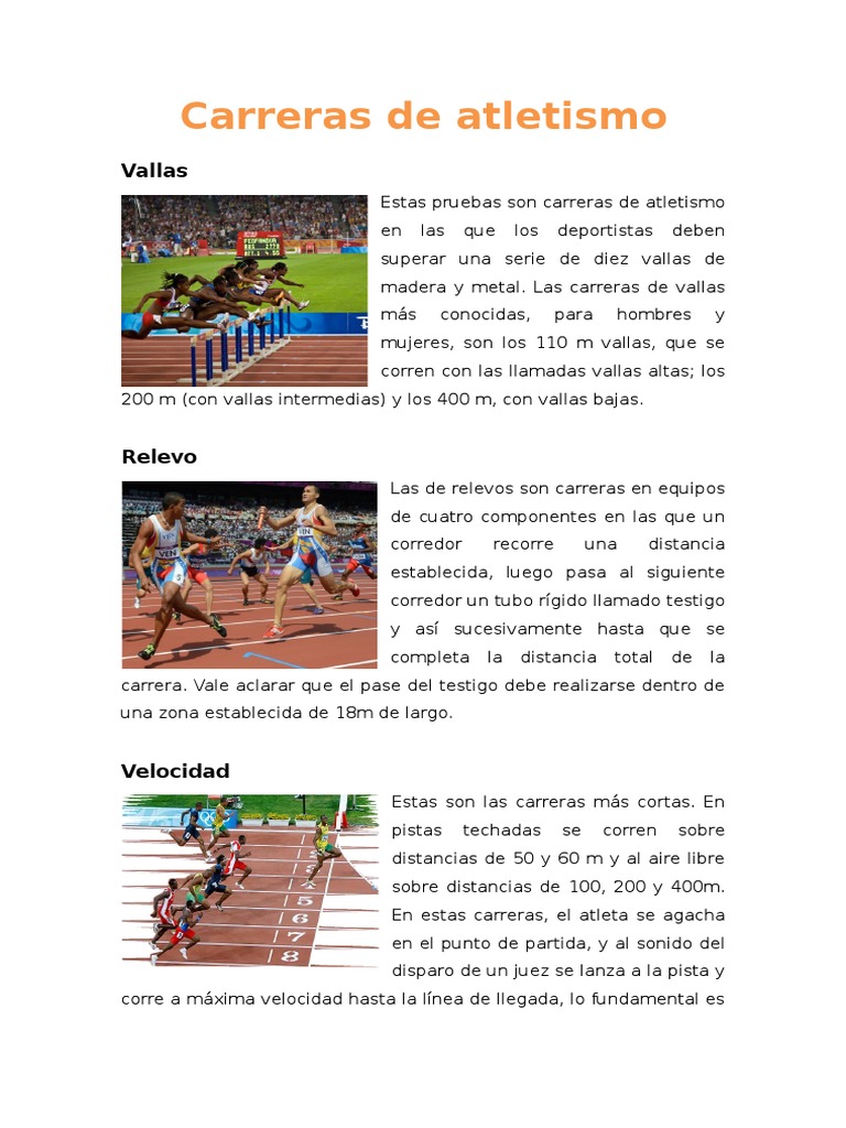 Tipos de Carreras en Atletismo | PDF | Deportes individuales ...