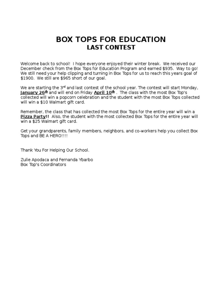 3rd Box Tops Contest | PDF | Home & Garden