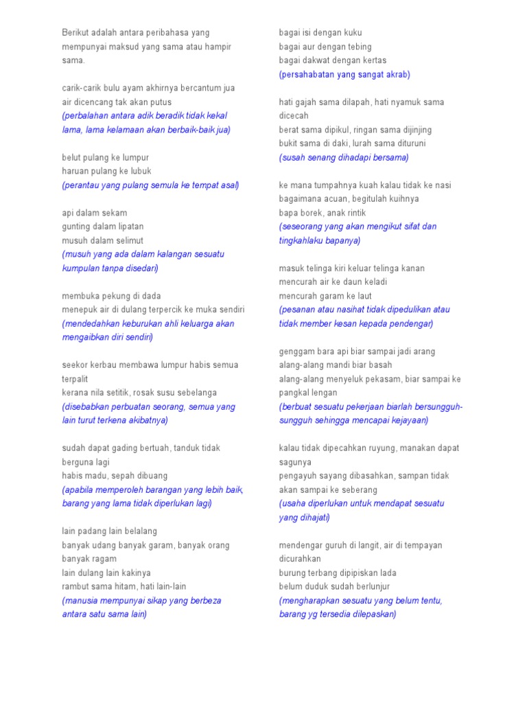 Peribahasa Adalah Rasanya