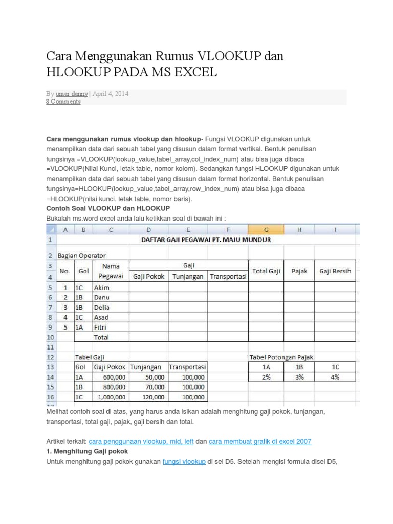 Cara Menggunakan Fungsi Vlookup