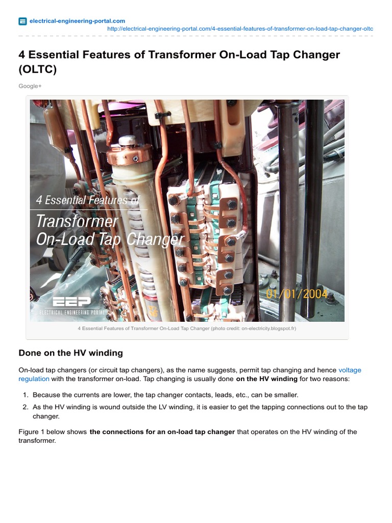 Features of On-Load Tap Changers | PDF | Transformer | Switch