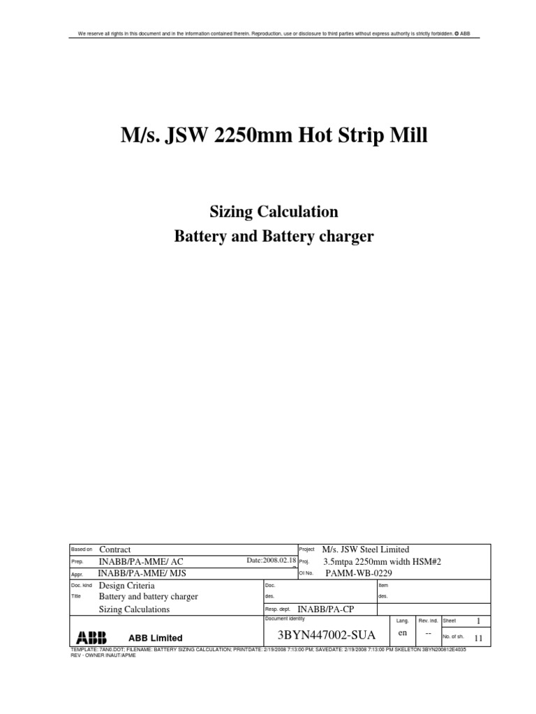 Battery Sizing Calculation PDF Battery Charger Battery (Electricity)