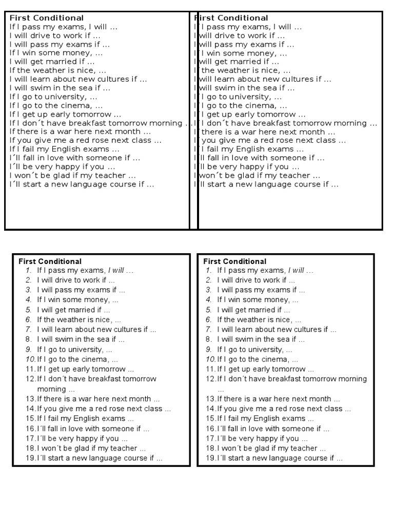 First Conditional Speaking Exercises | PDF | Language Arts & Discipline ...