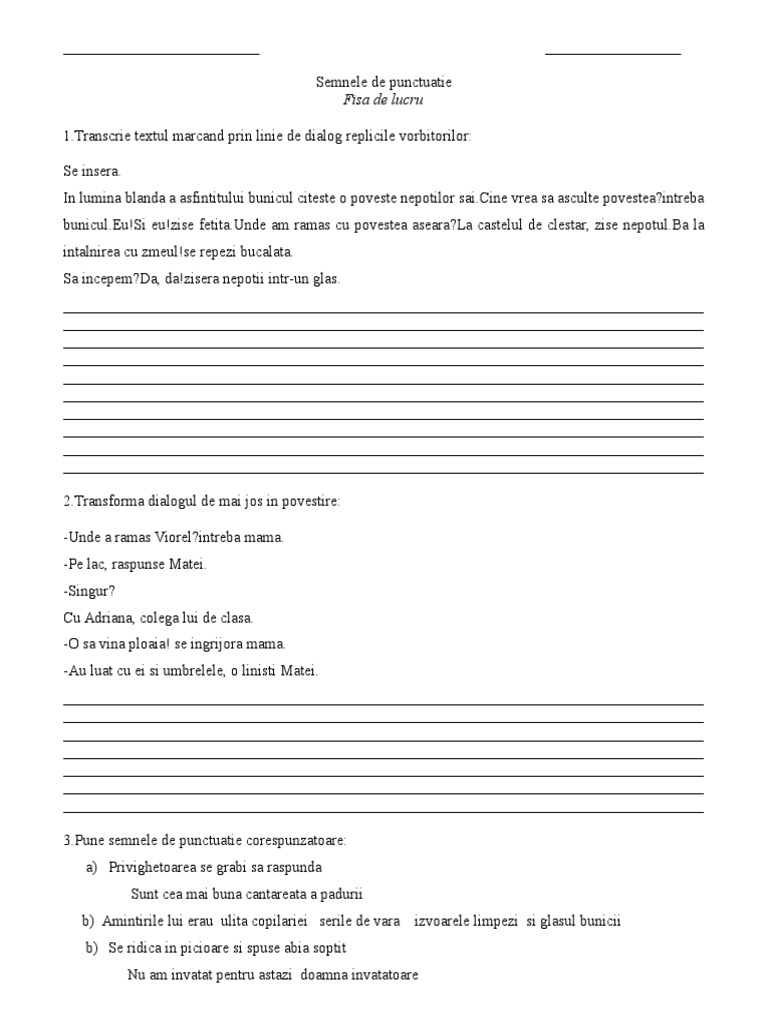 Transcrie Din Textul Povestea Fara Sfarsit 0 Semnele de Punctuatie | PDF