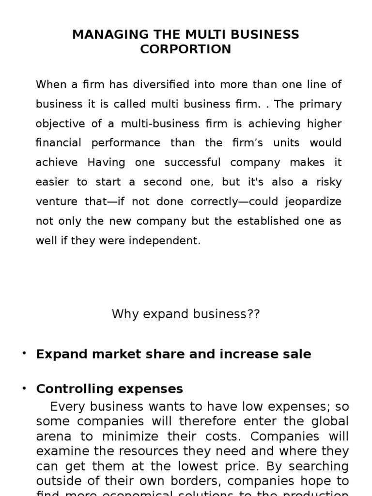 Managing Multi-Business Strategies | PDF | Strategic Management ...