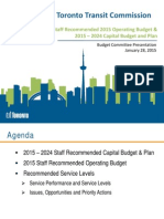 TTC staff recommended 2015 operating budget and 2015-2024 capital budget