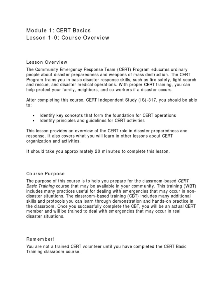 CERT Basics: Community Preparedness Guide | PDF | Emergency Management ...