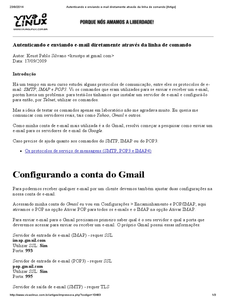 Enviando e mails atrav s da linha de comando usando protocolos smtp e