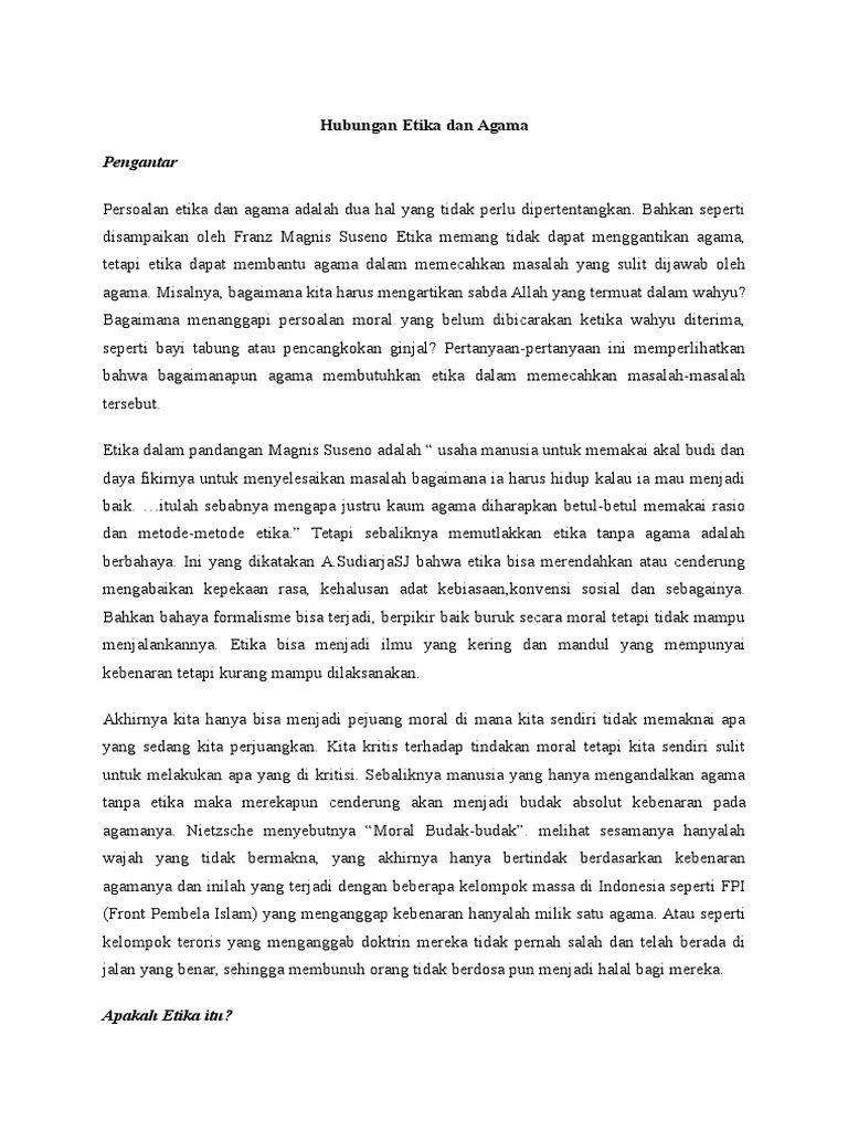 Hubungan Etika Dan Agama Pdf