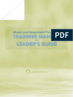 Training Manual Leader'S Guide: Abuse and Harassment Prevention