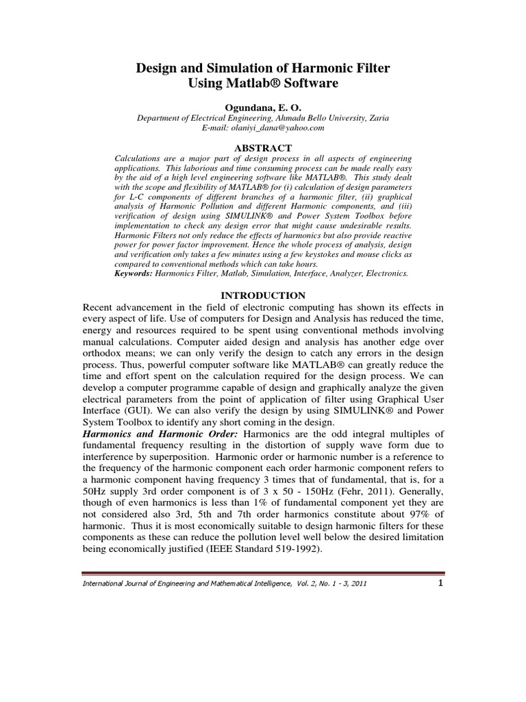 Design and Simulation of Harmonic Filter | PDF | Computers | Technology ...