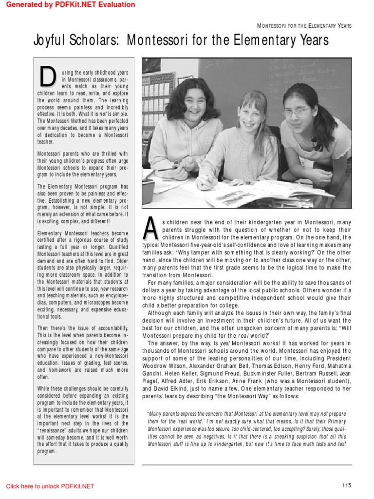 The Montessori Way Elementary | PDF | Montessori Education | Teachers